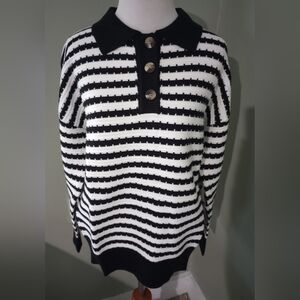 NWT Zesica Black and White Striped Sweater M